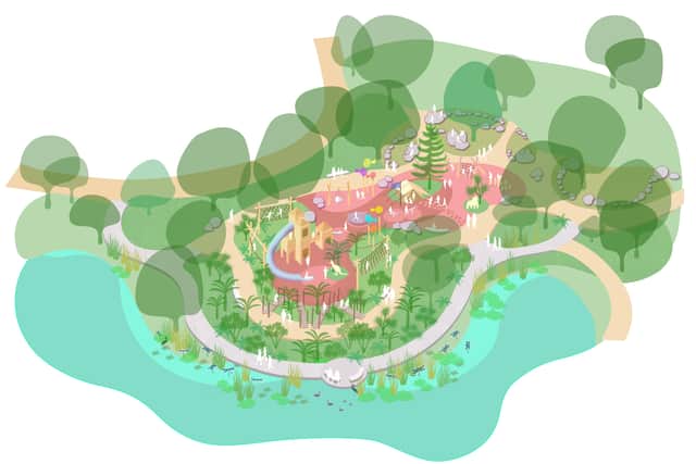 Artist impression of a play area proposed at the zoo site
