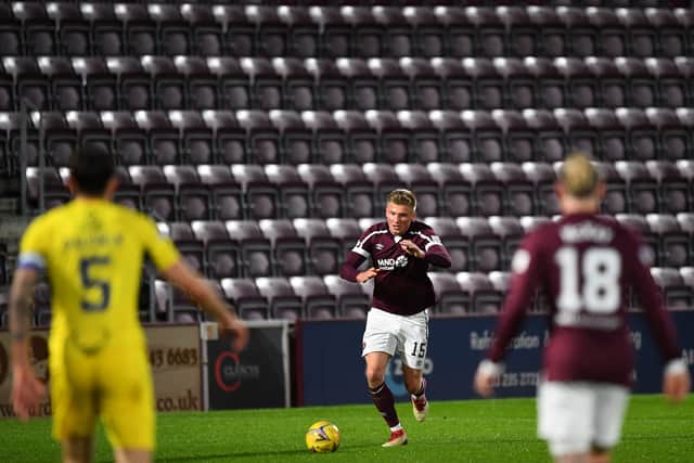 Taylor Moore has played in various roles for Hearts this season. (Photo by ANDY BUCHANAN/AFP via Getty Images)