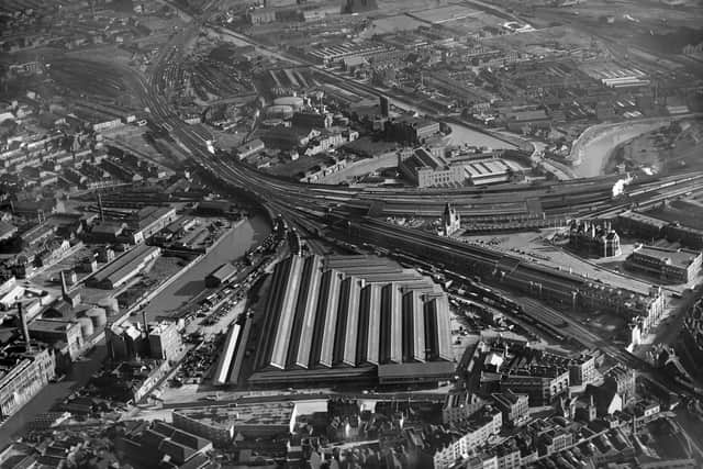 One of the aerial photographs shows Bristol Temple Meads railway station in 1938