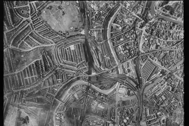 This RAF photograph of Bristol temple Meads in 1941 shows there is evidence of extensive bomb damage to the historic heart of Bristol city centre