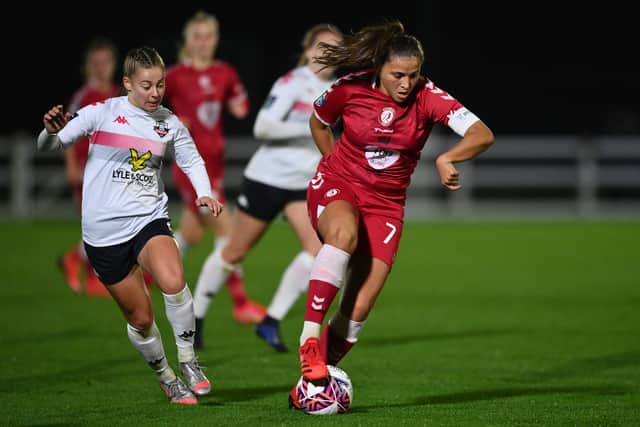 Abi Harrison has excelled for Bristol City Women this season and is the leagues top scorer. (Photo by Dan Mullan/Getty Images)