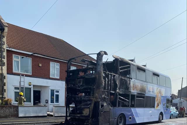 The fire gutted the back of the number 75 bus in Bedminster Down (credit: Gaye Russell)