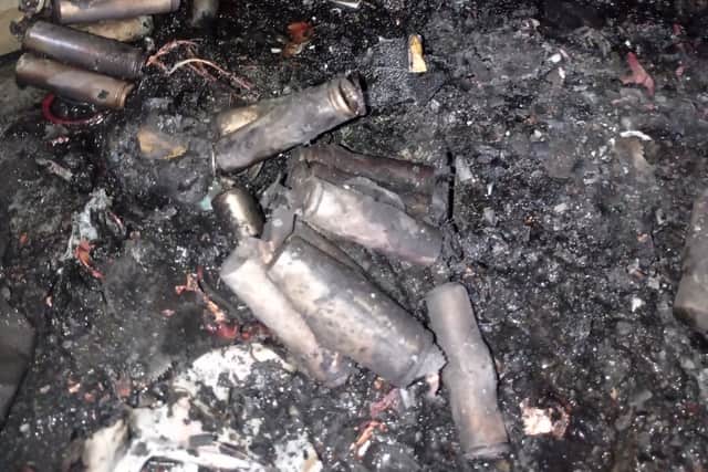 Remains of the batteries in the kitchen of the property (Credit: @AFRSBedminster)