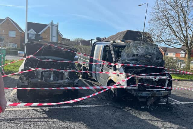Two vehicles belonging to Bradley Stoke Town Council were destroyed in the fires (Caption: Angela Morey)