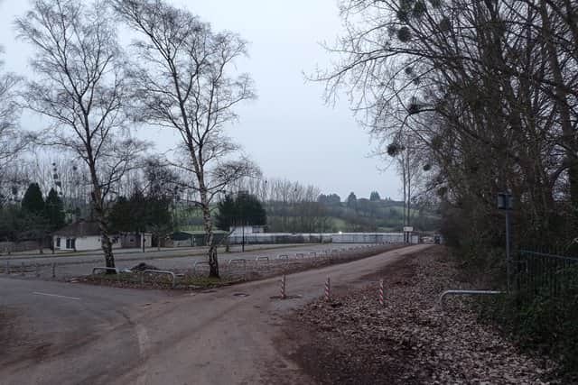 Entrance to the site off Bath Road - the car park area was last used for car sales last year