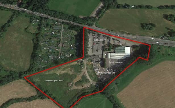 Aerial image of the site boundary - the Green Belt land is the ‘undeveloped land’ at the bottom left