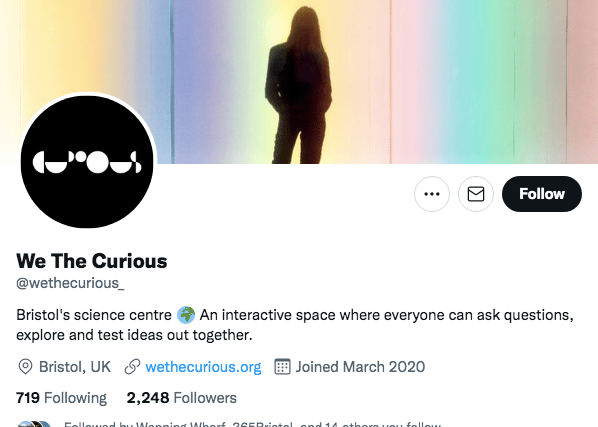 The team at We the Curious would like people to share and follow after losing 20,000 followers due to an account deletion