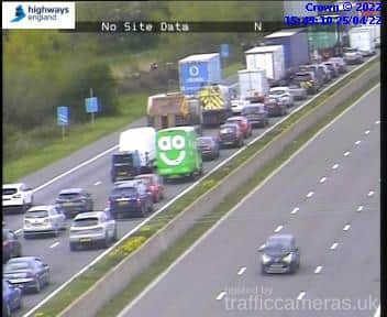Queues on the M5 after a lorry fire between J20 and J19.