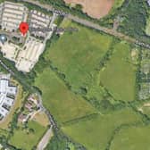 Image from Google Earth showing the fields and trees at the site in Brislington