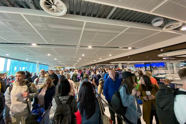 Passengers at Bristol Airport have reported long queues at security in recent weeks