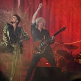 Adam Lambert and Brian May of Queen perform onstage at the 2019 Global Citizen Festival: Power The Movement in Central Park in New York in 2019. (Photo by Angela Weiss / AFP).