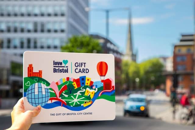 The Love Bristol Gift Card features iconic Bristol illustrations