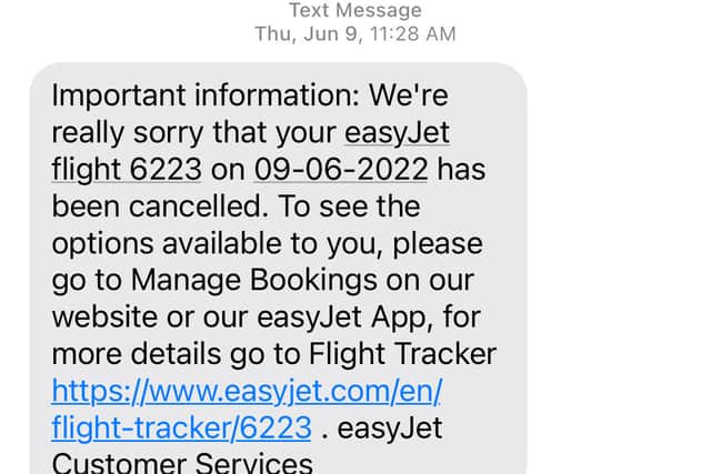 The couple were sitting in departures when they received this message