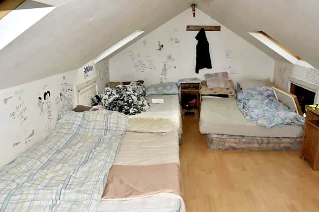 Pictured is the loft of the couple’s three bedroom home in Brentry Lane where victims were kept in squalor.
