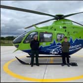 Logan and Specialist Paramedic, Fleur, at the Great Western Ambulance Charity’s air base. (Photo by Great Western Ambulance Charity)