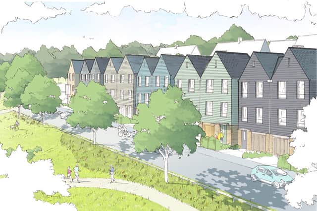 The development will consist of hundreds of new homes including two-bed apartments and three, four and five bedroomed houses.