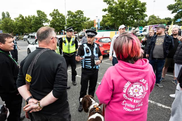 Fuel protestors clash with police as officers stop them leaving Ferrybridge Services in West Yorkshire.