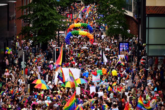 <p>Bristol Pride marches through the city centre. Photo by Dan Regan.</p>
