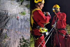 The climbers were located by drone before the rope specialist crews from across the region pulled them to safety.
