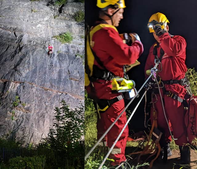 <p>The climbers were located by drone before the rope specialist crews from across the region pulled them to safety.</p>
