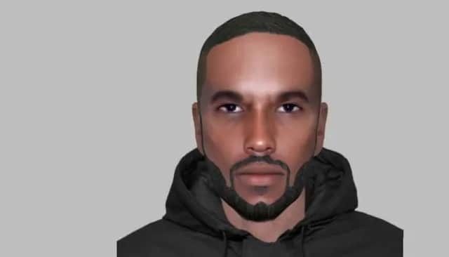 The e-fit of the man police want to trace in connection with the attack