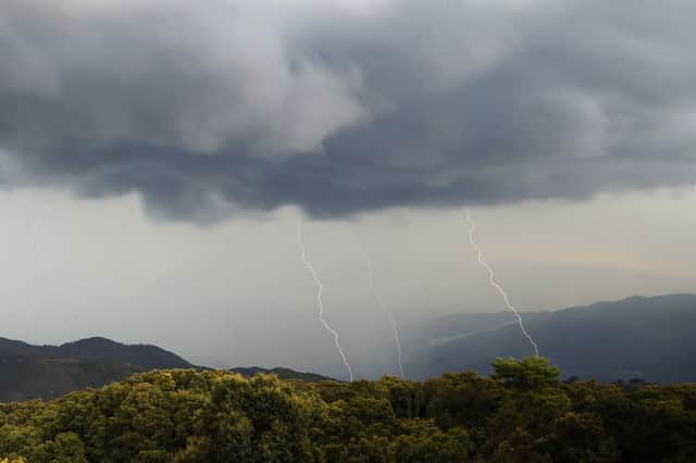 Thunderstorms are created after a negative charges are attracted to the Earth’s surface, causing a discharge. 