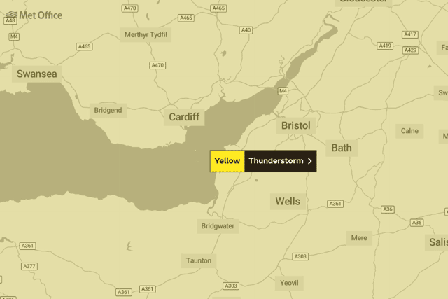 The Met Office have issued a yellow weather warning across parts of the UK, including Bristol.