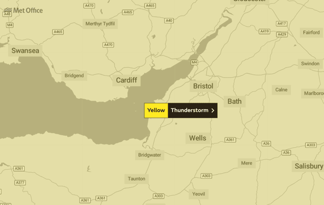 The Met Office have issued a yellow weather warning across parts of the UK, including Bristol.