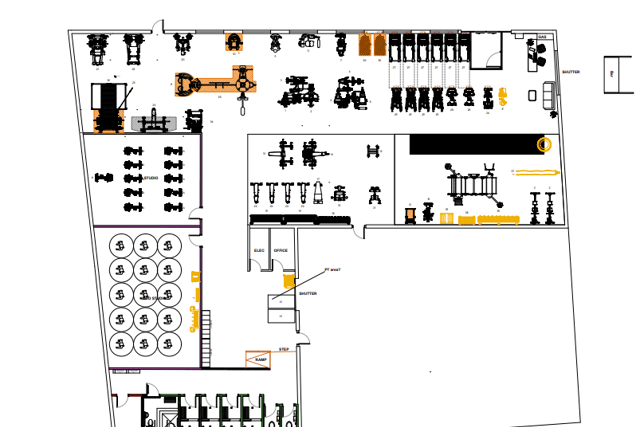 The floorplan shows how the gym will be laid out.
