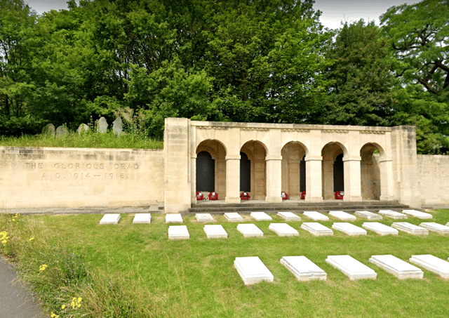 Dozens of servicemen and women are buried at Soldier’s Corner near the main entrance of the cemetery.