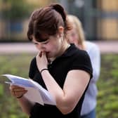 Students open their GCSE results at the City of London Academy on August 12, 2021