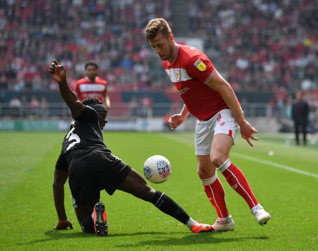 <p>Adam Webster playing for Bristol City in 2019.</p>