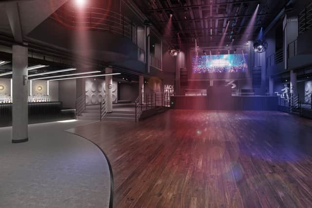A CGI image of the new-look main room of SWX Bristol looking towards the stage