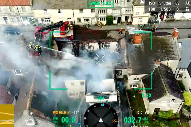 Drone footage showing damage to the building (Credit: Avon Fire and Rescue Service)