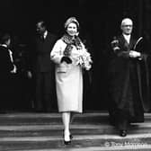 The Queen with Sir Philip Morris, Vice-Chancellor at the University leaving the Wills Memorial Building after opening the Queen’s Building on Friday 8 December 1958