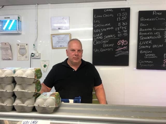 Broadwalk trader Will Appleby in his butchers and greengrocers shop