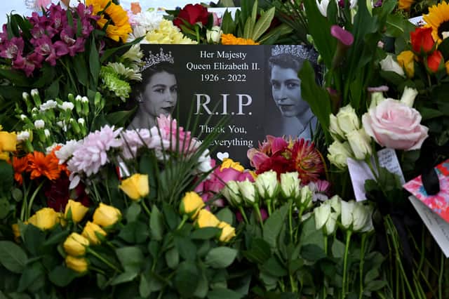 Flowers and tributes are pictured in Green Park, London following the death of Queen Elizabeth II on September 8.