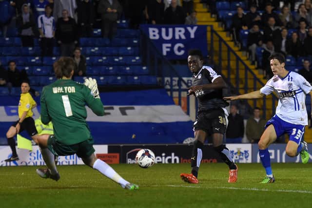 A report suggests Rovers are keen on signing Joseph Dodoo, seen here celebrating a hattrick for Leicester City against Bury in 2015