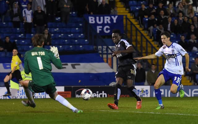 A report suggests Rovers are keen on signing Joseph Dodoo, seen here celebrating a hattrick for Leicester City against Bury in 2015