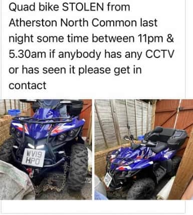 Appeal for the stolen quad bike on Facebook