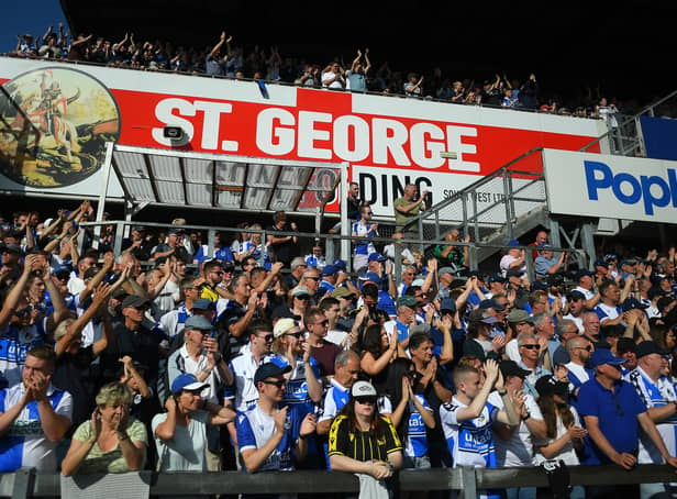 <p>Bristol Rovers fans weren’t pleased with the performance of the team today. (Photo by Harry Trump/Getty Images)</p>