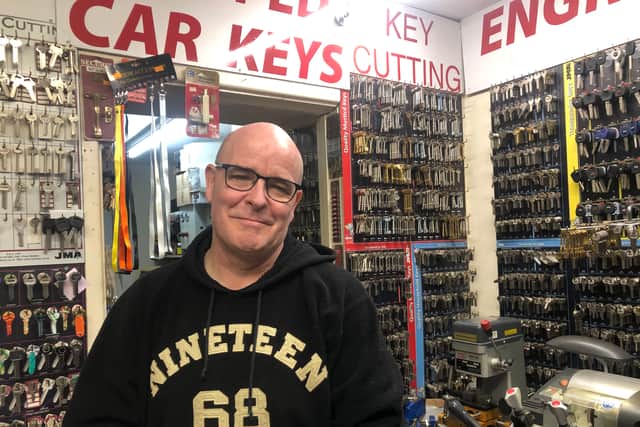 Darren works at A.Nightingale, an electrical store that also sells hardware and has a key cutting service