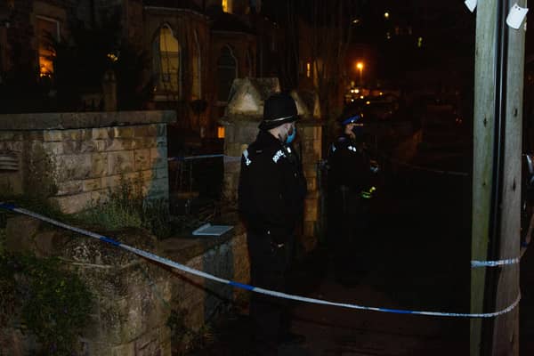 Police at the scene in Weston-super-Mare, Somerset, where the newborn baby was found dead