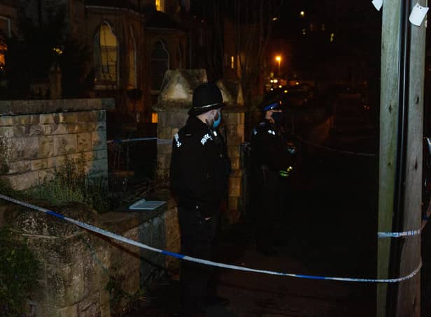 <p>Police at the scene in Weston-super-Mare, Somerset, where the newborn baby was found dead</p>