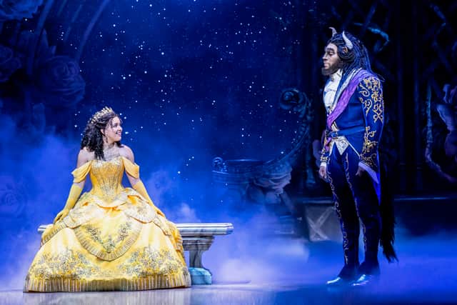 Shaq Taylor as Beast and Courtney Stapleton as Belle in Disney’s Beauty and the Beast (Photo by Johan Persson ©Disney)