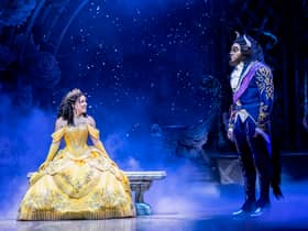 Shaq Taylor as Beast and Courtney Stapleton as Belle in Disney’s Beauty and the Beast (Photo by Johan Persson ©Disney)