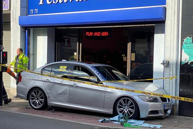 A close up of the car crashed into the shop (Credit: Harriet Hosker)