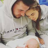 Cassie Bush her partner Jack Clail with baby Barnaby