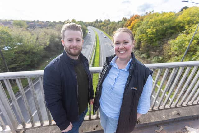 Cllrs Sam and Elizabeth Bromiley, who led a campaign for the cameras, on the stretch of ring road where they will be installed