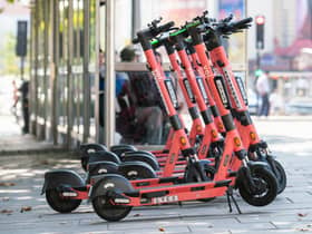 Scooters line up in Colston Avenue
